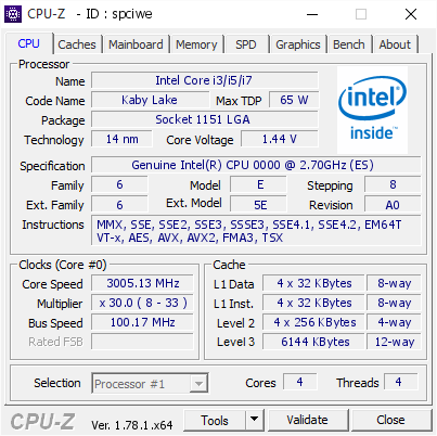 CPUID Kaby Lake prototype